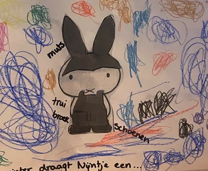 A fixed rabbit template surrounded by energetic hand-drawn circles.